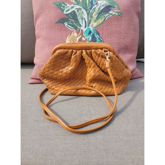 Urban Expressions Handbags - Urban Expressions Brown Leona Woven Crossbody Purse Handbag vegan